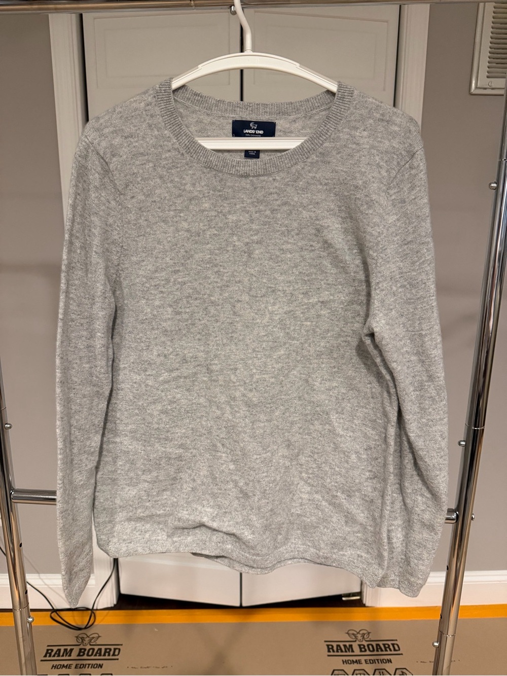 Lands' End Women’s Cashmere Heather Gray Crewneck Sweater